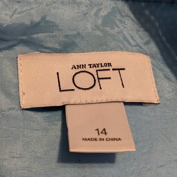 LOFT Baby Blue Paisley Floral Sleeveless Midi Dress Satin Neckline - 14 - Picture 8 of 9